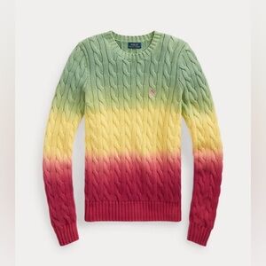 NWT Polo Ralph Lauren Tie-Dye Ombré Cable-Knit Cotton Sweater 🌈